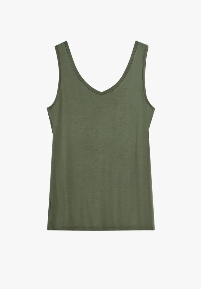 Hush Tops and Tshirts Women Sally VNeck Jersey Vest Top Khaki