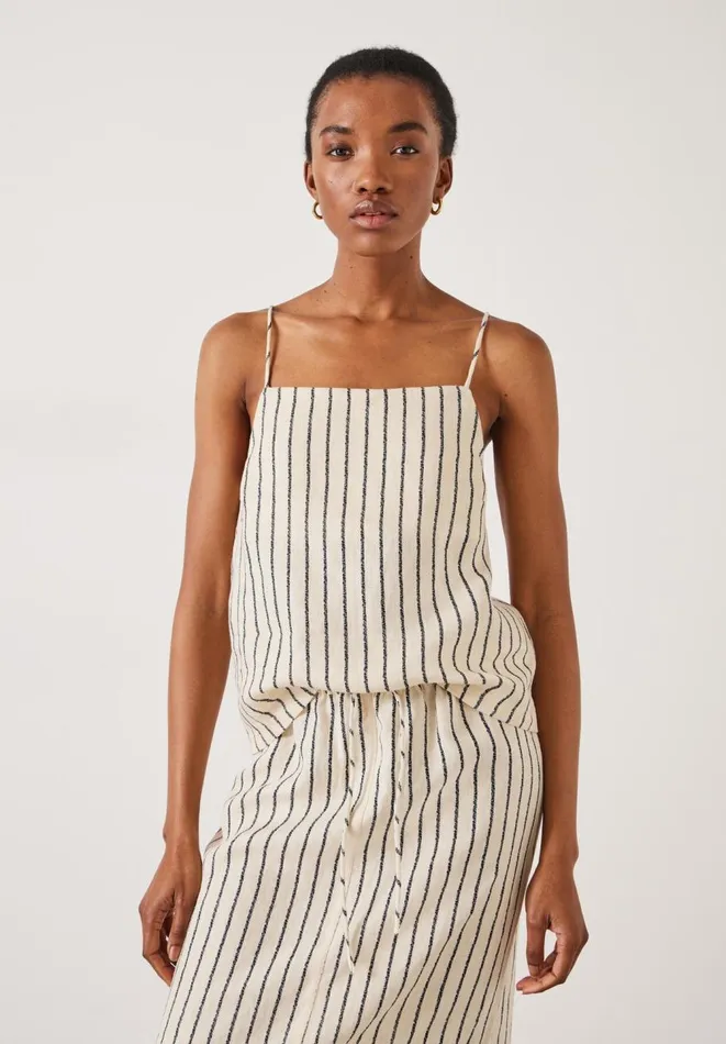 Hush Tops and Tshirts Women Sian Stripe Linen Cami Speckle Stripe Navy