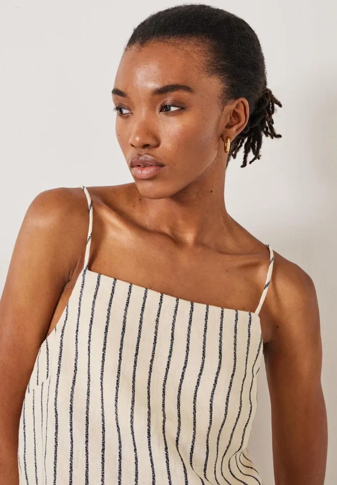 Hush Tops and Tshirts Women Sian Stripe Linen Cami Speckle Stripe Navy