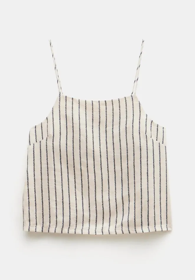 Hush Tops and Tshirts Women Sian Stripe Linen Cami Speckle Stripe Navy
