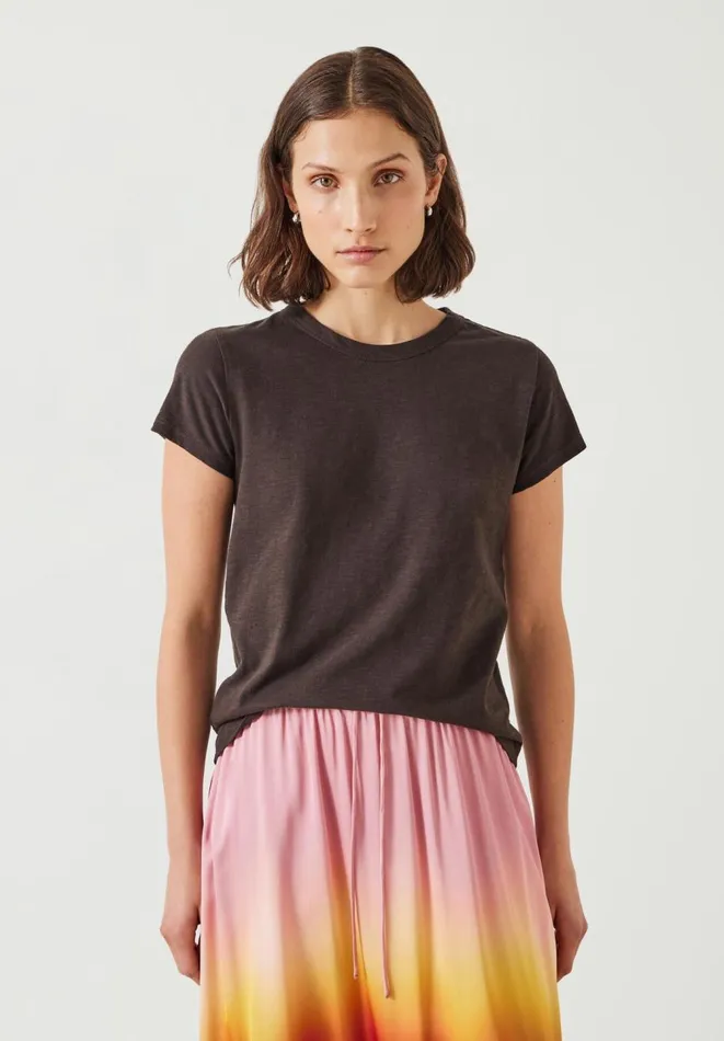 Hush Tops and Tshirts Women Slim Fit Crew TShirt Chocolate