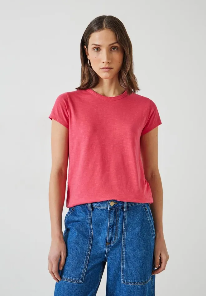 Hush Tops and Tshirts Women Slim Fit Crew TShirt Hot Pink