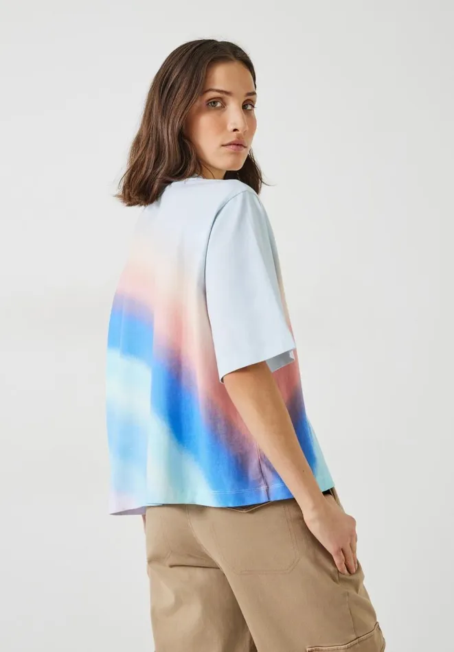 Hush Tops and Tshirts Women Tullie Relaxed Ombre Stripe TShirt Blue Mix Hush Tops and Tshirts Women Tullie Relaxed Ombre Stripe TShirt Blue Mix