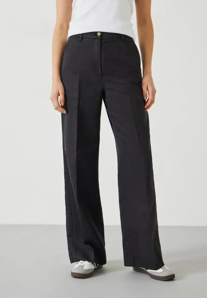 Hush Trousers Women Emily Cotton Wide Leg Trousers Black