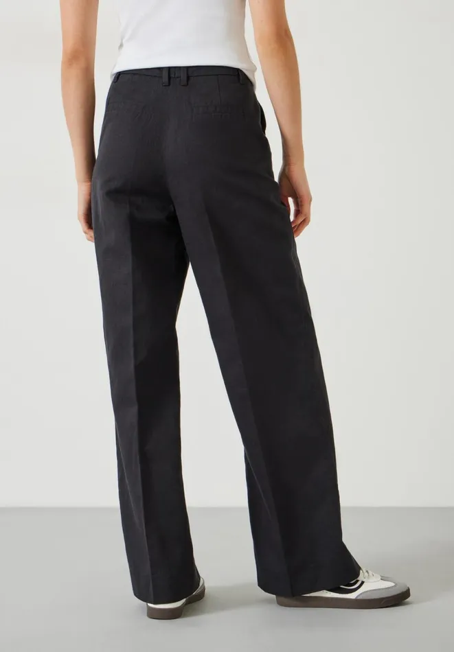 Hush Trousers Women Emily Cotton Wide Leg Trousers Black