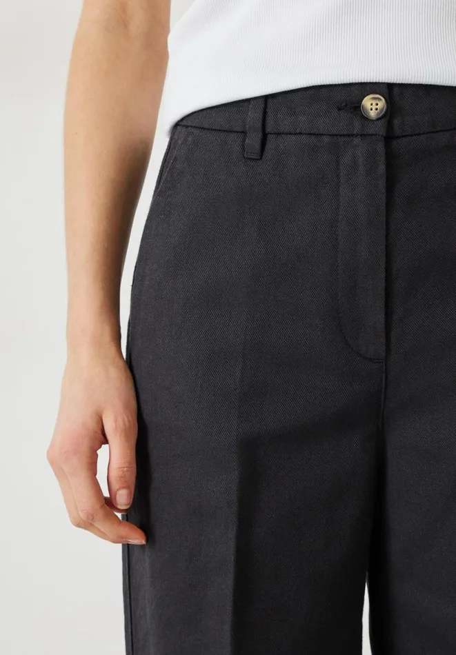 Hush Trousers Women Emily Cotton Wide Leg Trousers Black