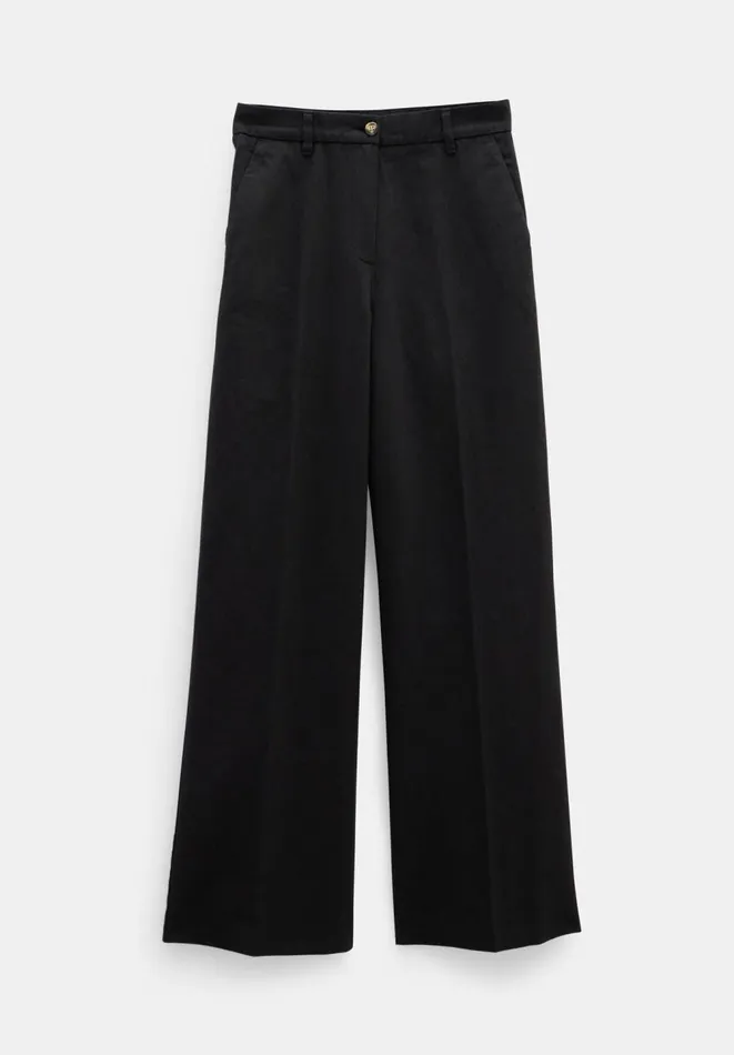 Hush Trousers Women Emily Cotton Wide Leg Trousers Black