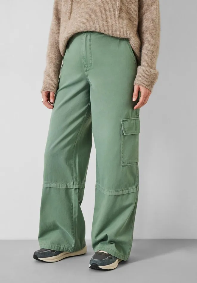 Hush Trousers Women Tulsy Wide Cargo Trousers Green