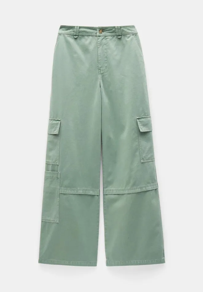 Hush Trousers Women Tulsy Wide Cargo Trousers Green