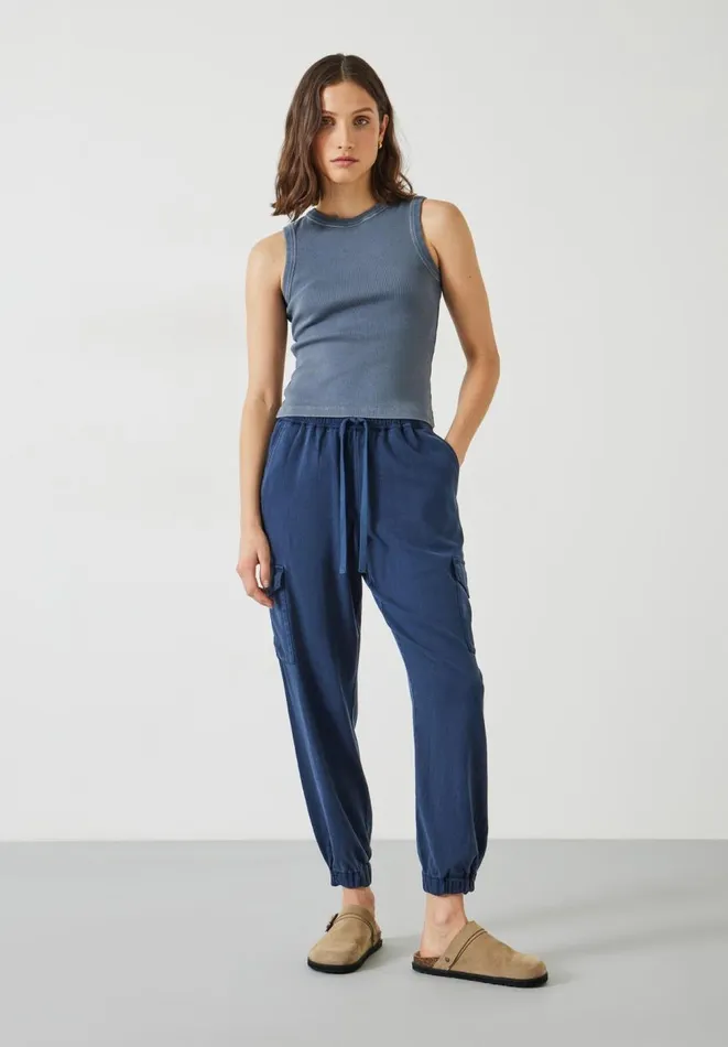 Hush Trousers Women Washed Cargo Trousers Midnight Navy