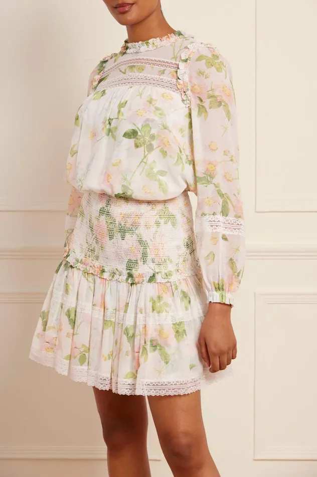 Immortal Rose Poppy Smocked Micro Mini Skirt Multi Women Needle and Thread Skirts