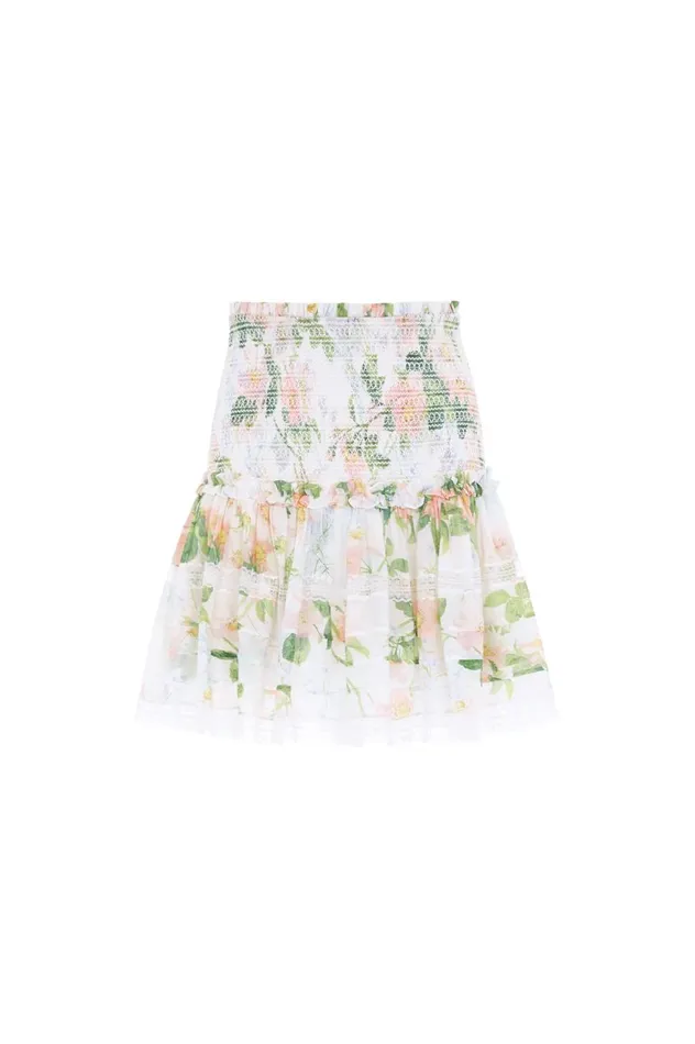 Immortal Rose Poppy Smocked Micro Mini Skirt Multi Women Needle and Thread Skirts