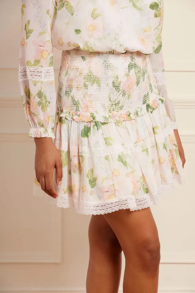 Immortal Rose Poppy Smocked Micro Mini Skirt Multi Women Needle and Thread Skirts