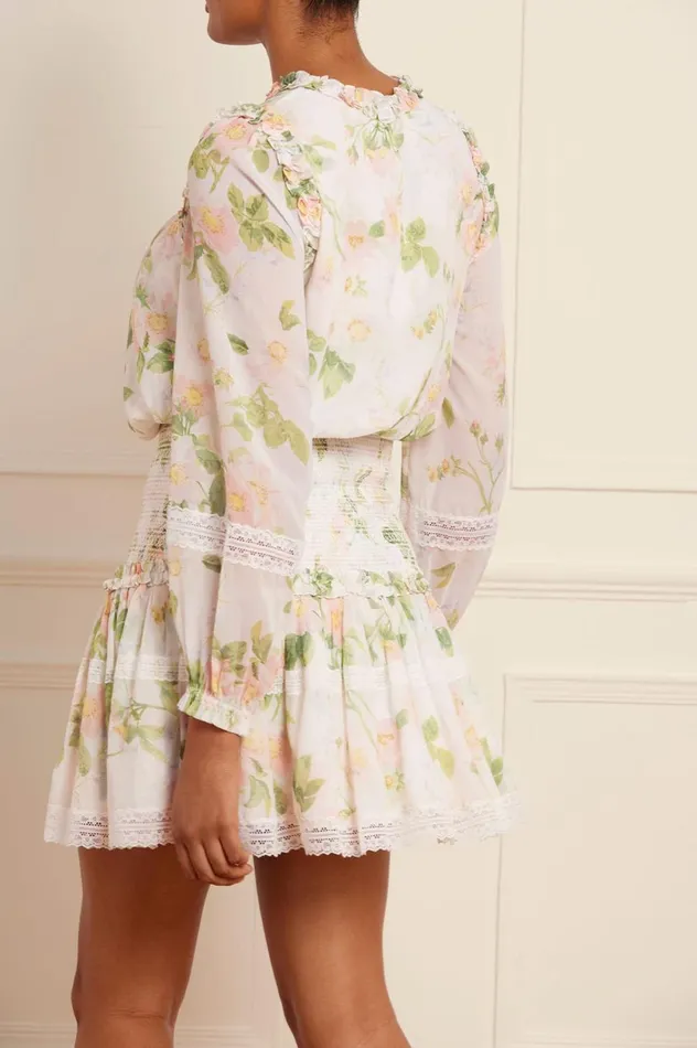Immortal Rose Poppy Smocked Micro Mini Skirt Multi Women Needle and Thread Skirts