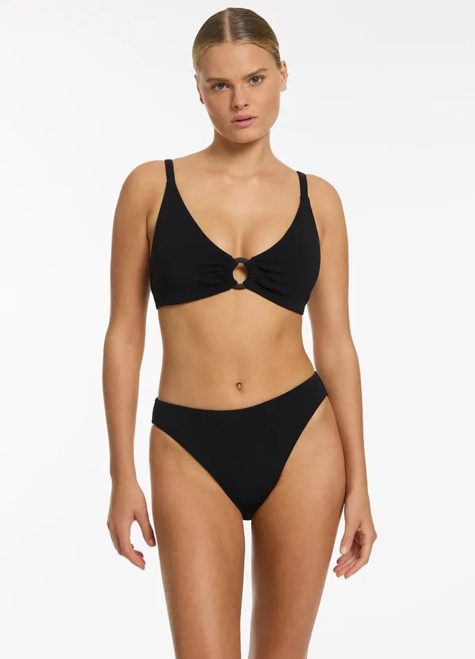 Isla Rib CD Triangle Bikini Top Black Women JETS Australia Tri Bikini Tops