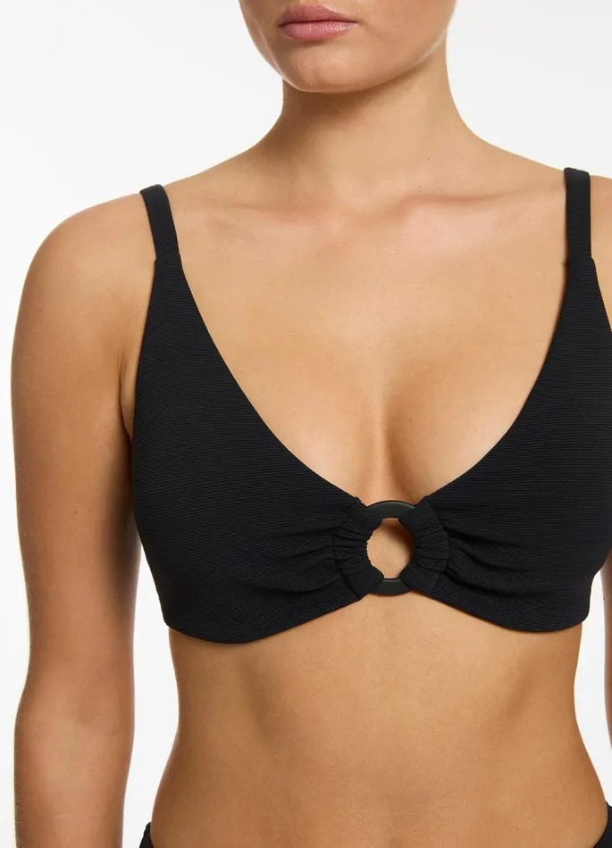 Isla Rib CD Triangle Bikini Top Black Women JETS Australia Tri Bikini Tops