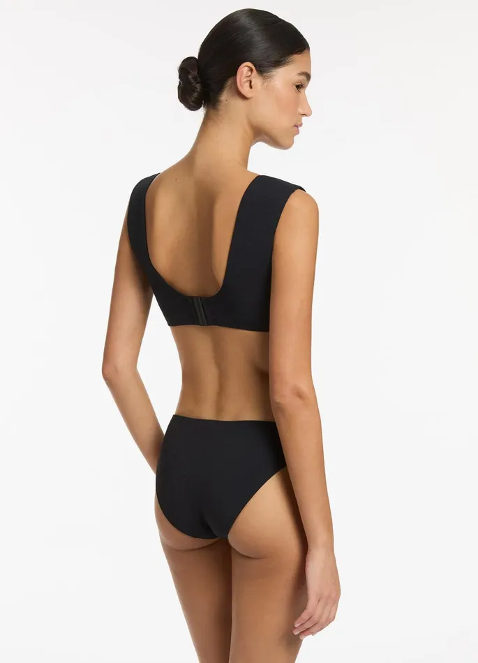 Isla Rib Trim Side Hipster Bikini Bottom Black Women JETS Australia Hipster Bikini Bottoms