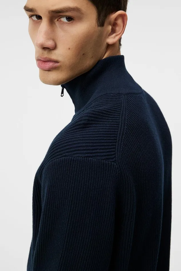 JLindeberg Knitwear Men Alex Half Zip Knitted Sweater