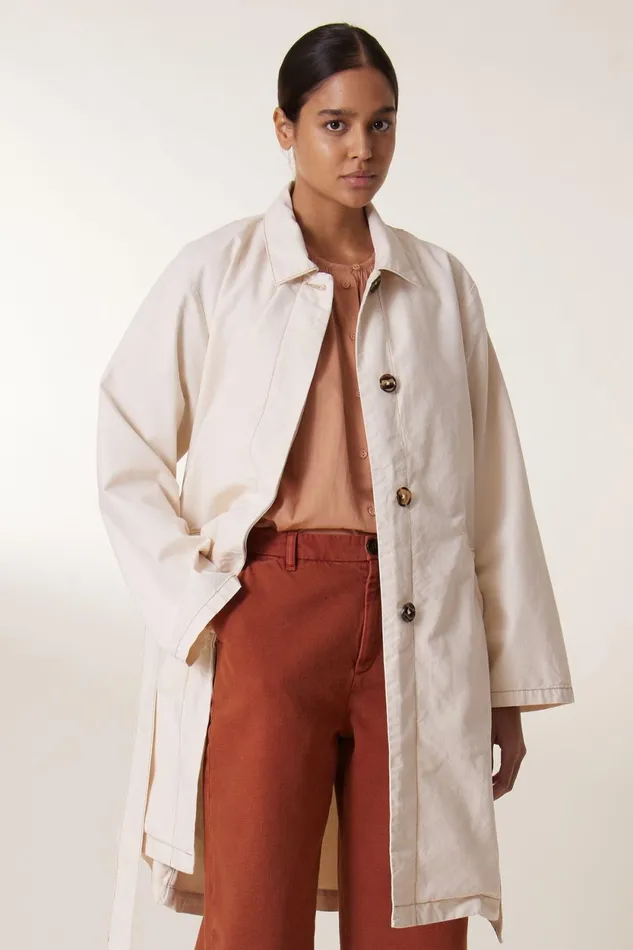 Jackets and Coats Women Leon and Harper Trench Avumia Plain Ecru