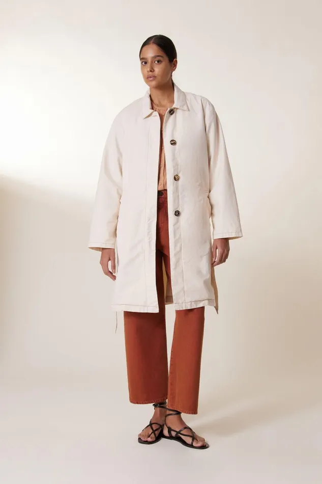 Jackets and Coats Women Leon and Harper Trench Avumia Plain Ecru
