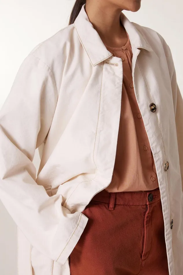 Jackets and Coats Women Leon and Harper Trench Avumia Plain Ecru