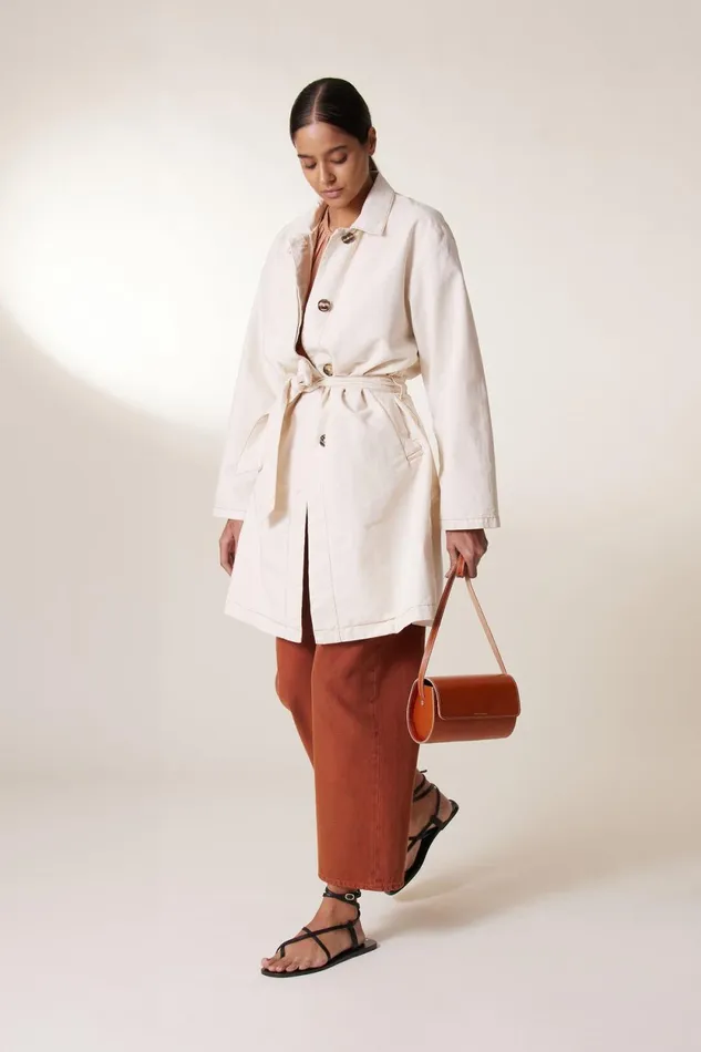 Jackets and Coats Women Leon and Harper Trench Avumia Plain Ecru