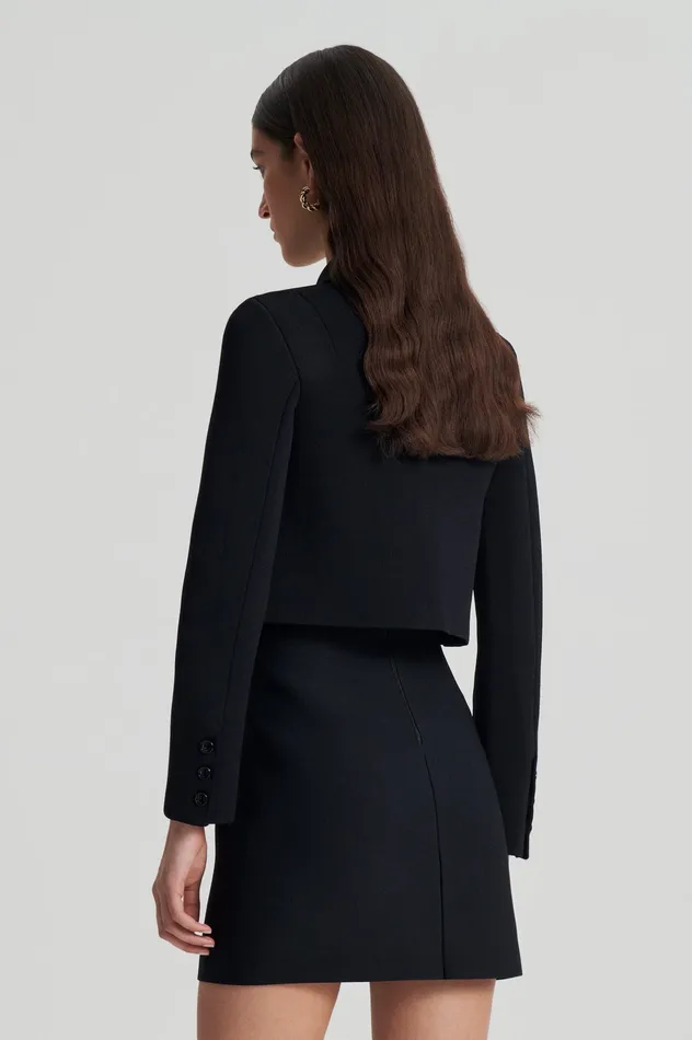 Jackets CREPE KNIT CROP BUTTON JACKET BLACK Scanlan Theodore Women Jackets CREPE KNIT CROP BUTTON JACKET BLACK Scanlan Theodore Women