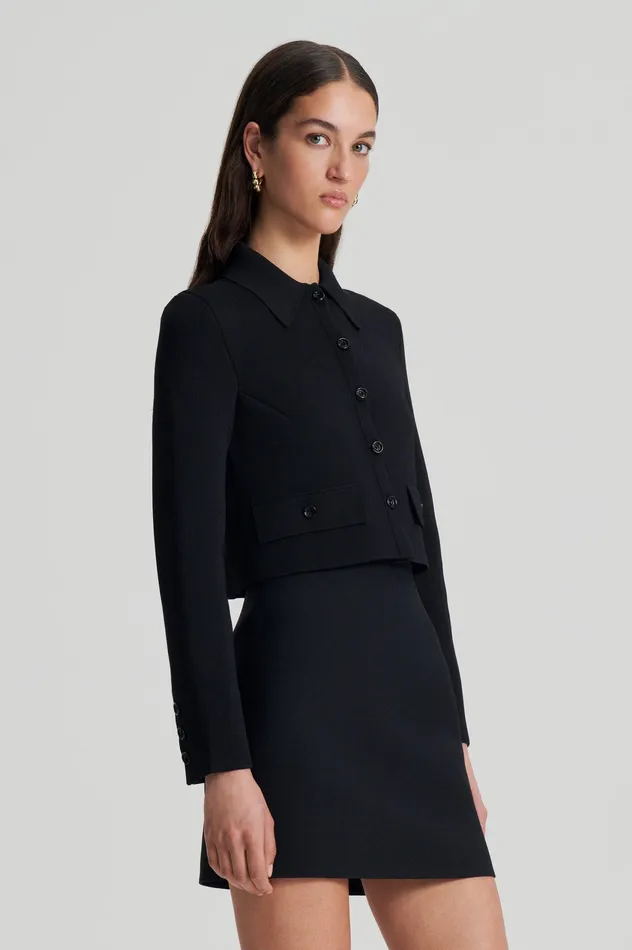 Jackets CREPE KNIT CROP BUTTON JACKET BLACK Scanlan Theodore Women Jackets CREPE KNIT CROP BUTTON JACKET BLACK Scanlan Theodore Women