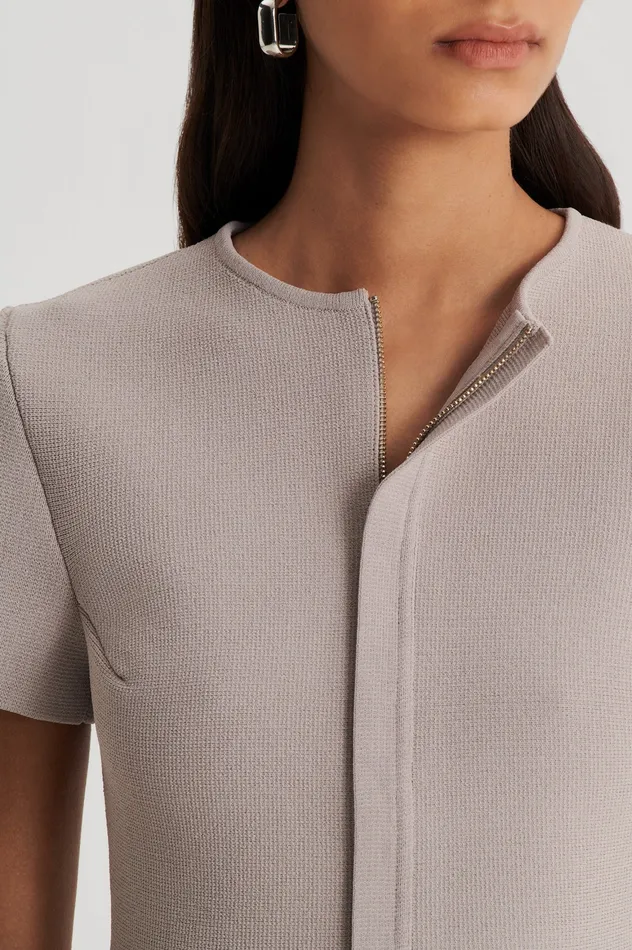 Jackets CREPE KNIT SHORT SLEEVE PEPLUM JACKET OYSTER Scanlan Theodore Women Jackets CREPE KNIT SHORT SLEEVE PEPLUM JACKET OYSTER Scanlan Theodore Women