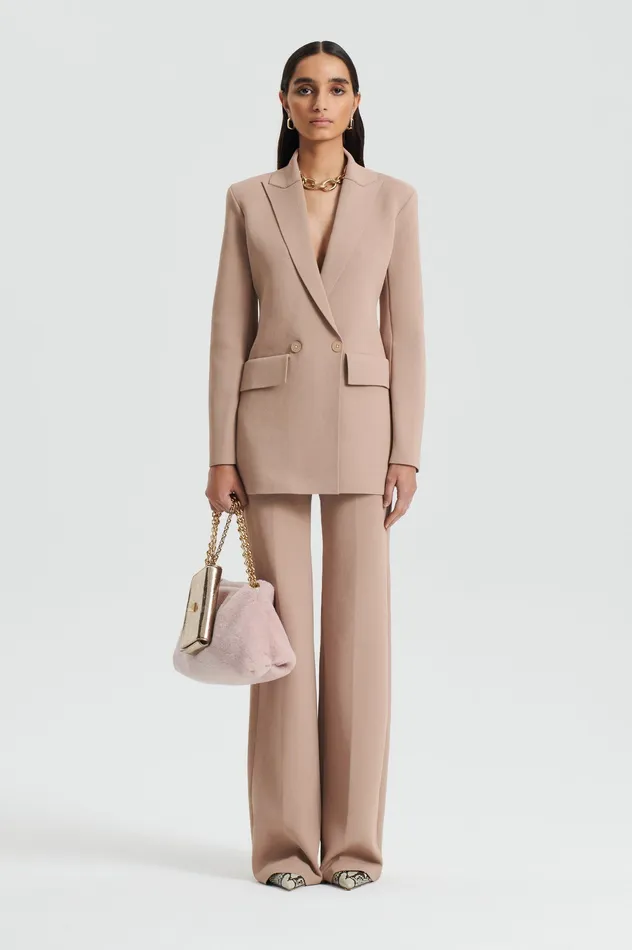 Jackets Scanlan Theodore Women CREPE KNIT TAILORED BLAZER OAT