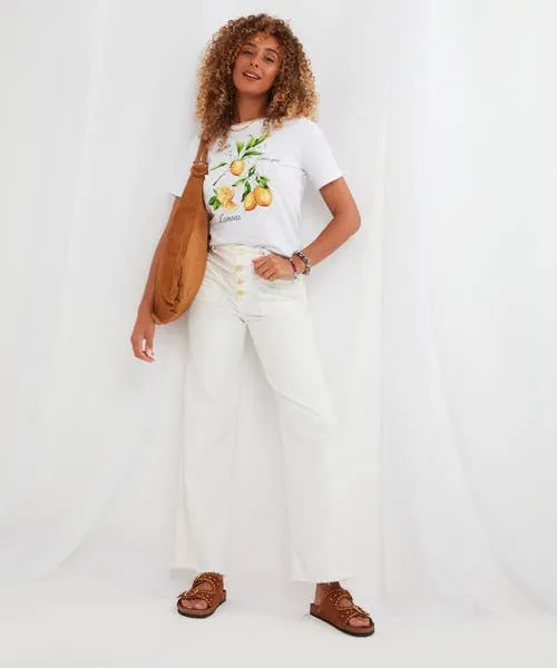 Jeans and Trousers Pippa Wide Leg Jeans White Joebrowns Apparel
