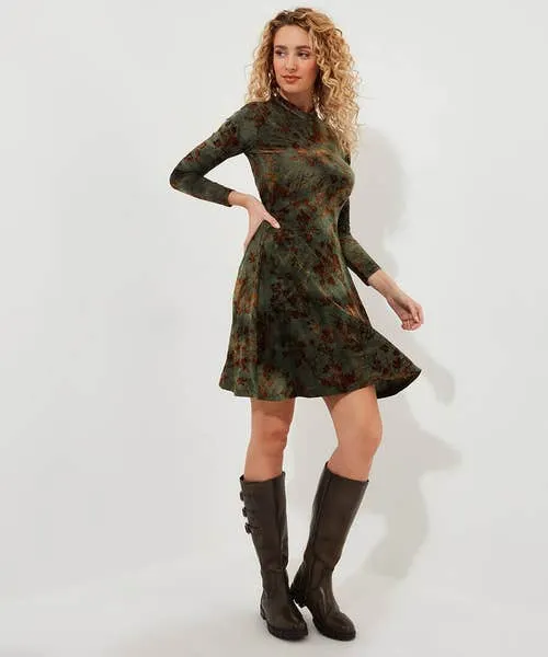 Jemima Flocked Jersey Dress Green Apparel Dresses Joebrowns Jemima Flocked Jersey Dress Green Apparel Dresses Joebrowns