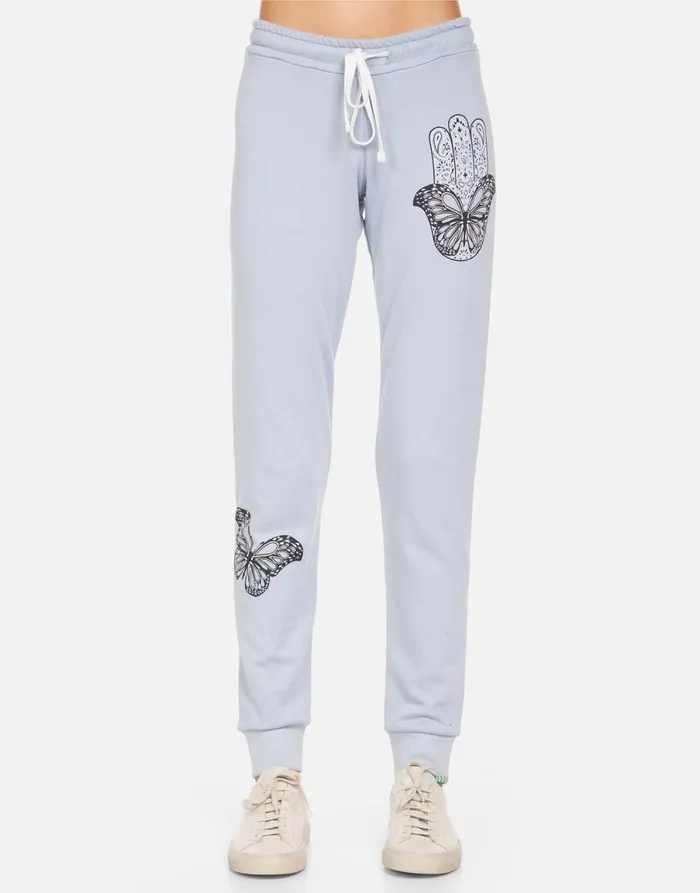Jess Butterfly Hamsa Dusty Blue Women039s Lauren Moshi Long Sweatpants