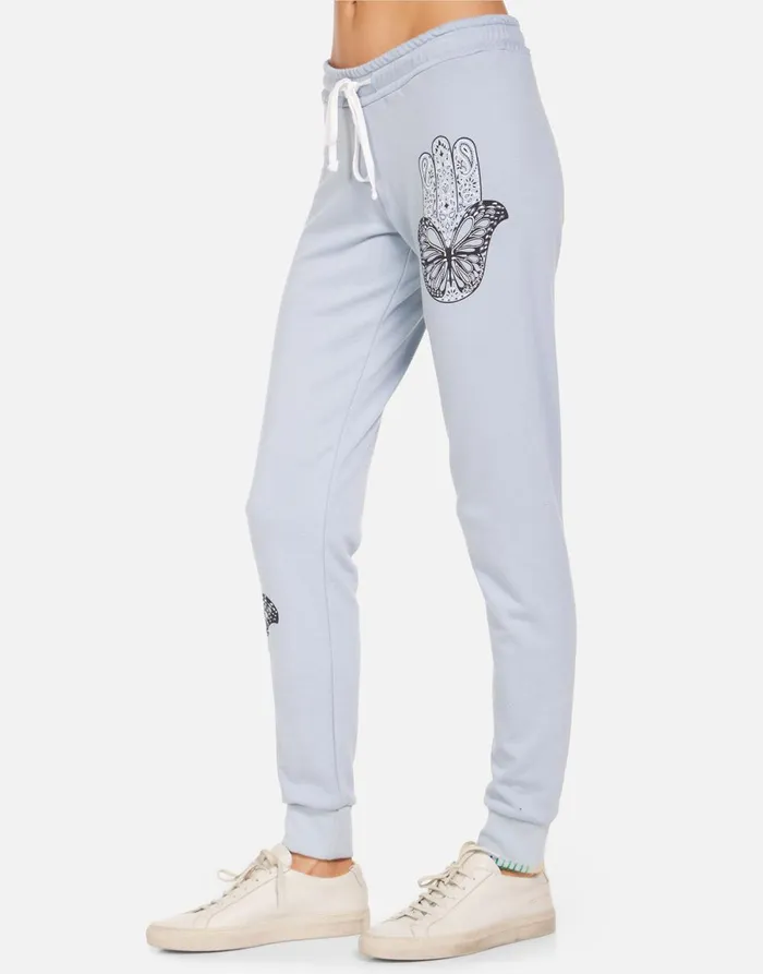 Jess Butterfly Hamsa Dusty Blue Women039s Lauren Moshi Long Sweatpants