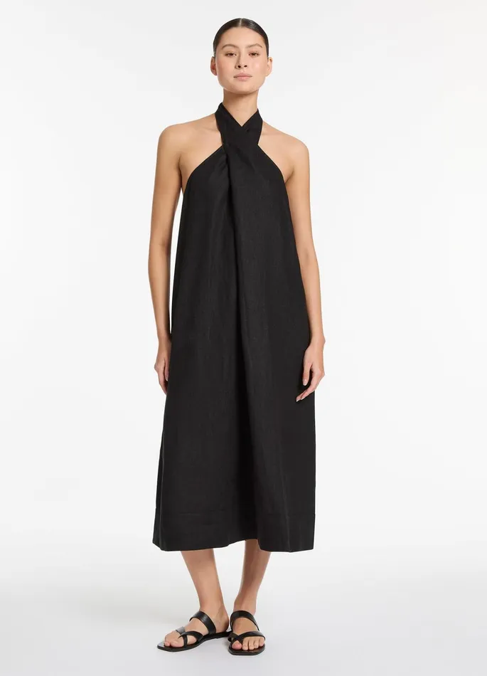 Jetset Low Back Halter Dress Black Women JETS Australia Dresses and Kaftans