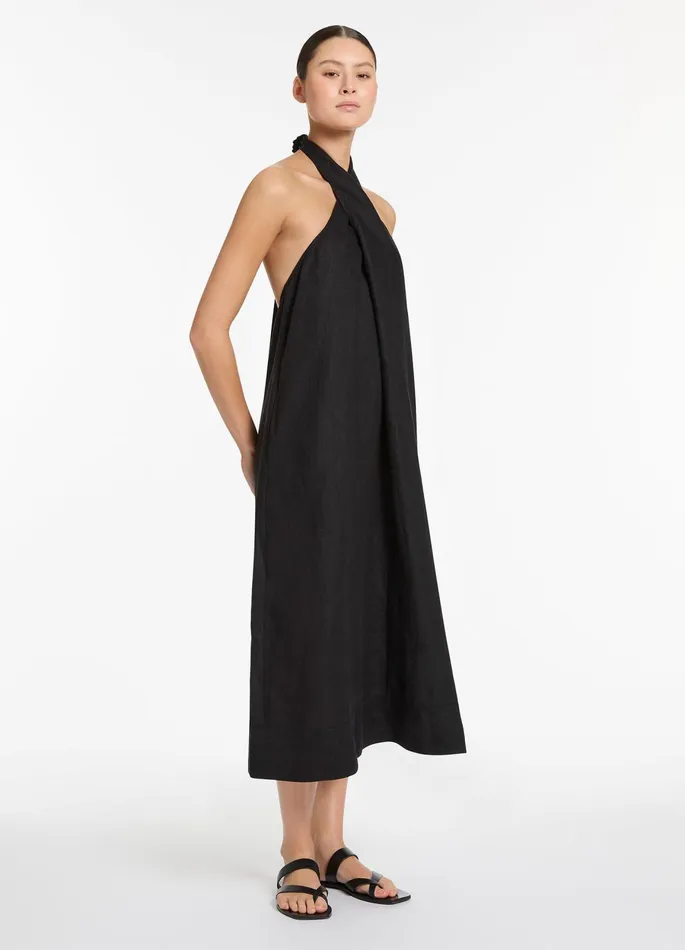 Jetset Low Back Halter Dress Black Women JETS Australia Dresses and Kaftans