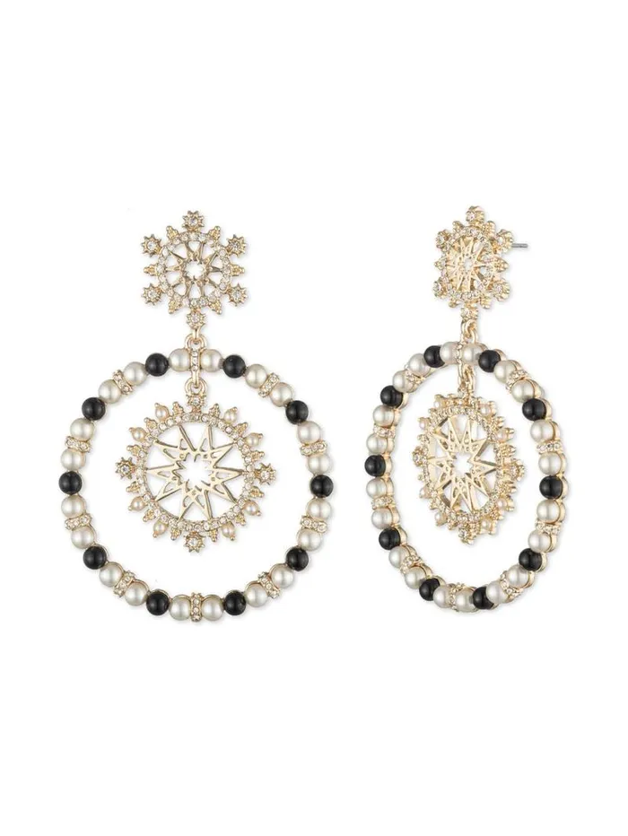 Jewelry Marchesa Earrings Orbital Pearl Earring Black