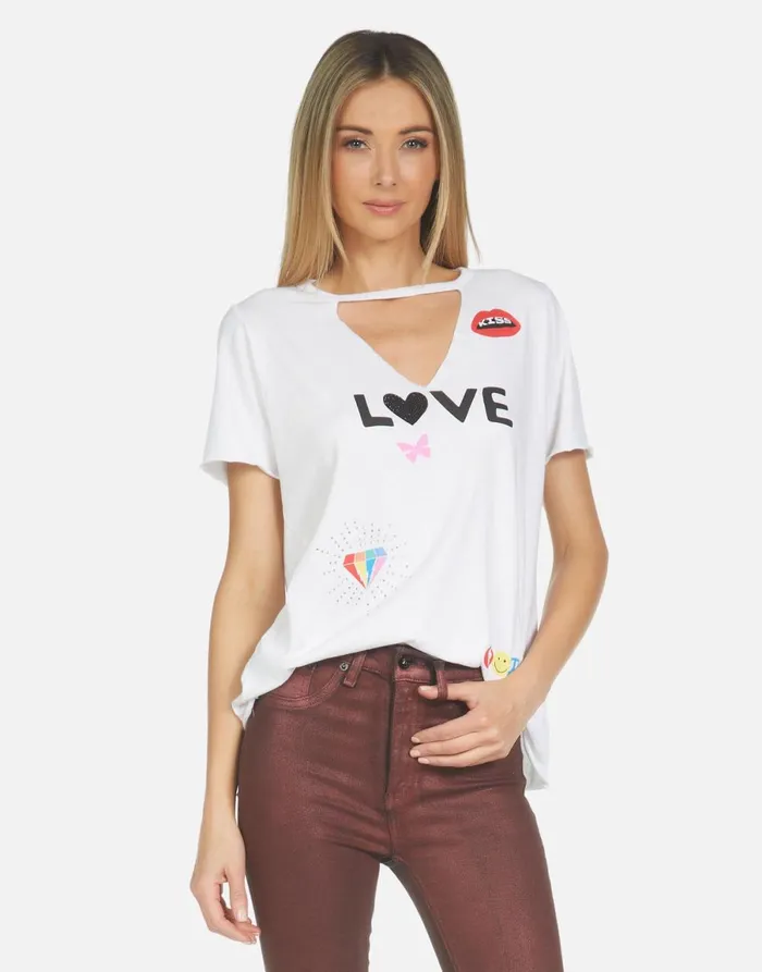 Jhene 1 Love Rainbow Lip White Women039s Lauren Moshi Short Sleeve