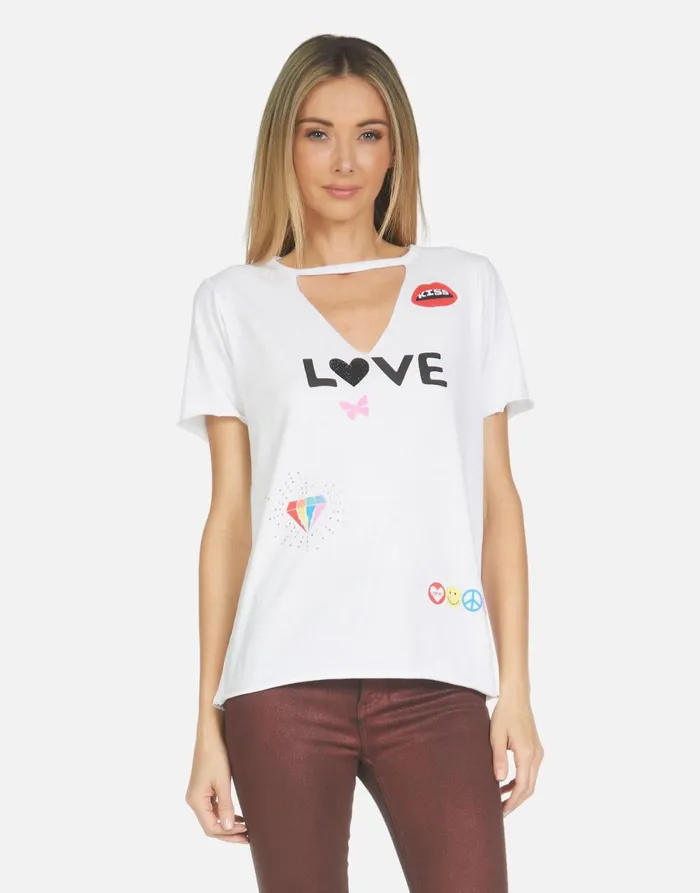 Jhene 1 Love Rainbow Lip White Women039s Lauren Moshi Short Sleeve