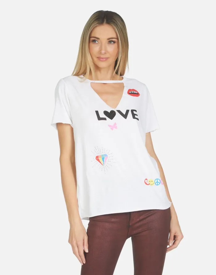 Jhene 1 Love Rainbow Lip White Women039s Lauren Moshi Short Sleeve