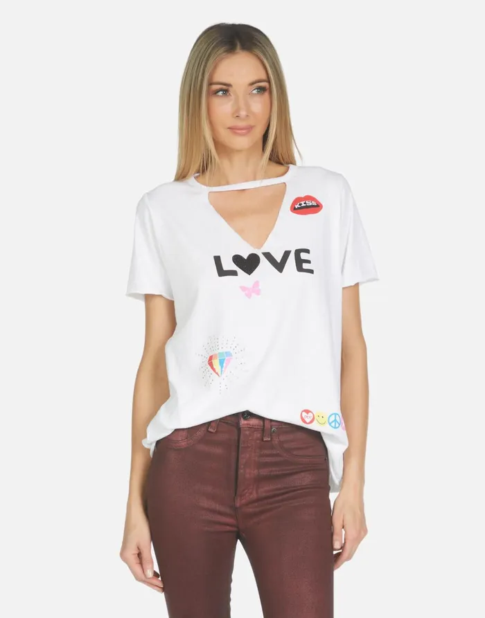 Jhene 1 Love Rainbow Lip White Women039s Lauren Moshi Short Sleeve