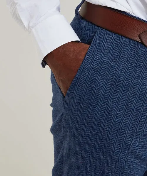 Joebrowns Handsome Herringbone Trousers Navy Apparel Tailoring