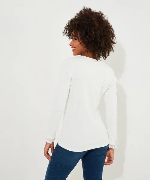 Joebrowns Tops Tunics and Blouses Apparel Trixie Collar Detail Top BlueCream