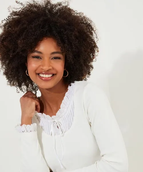 Joebrowns Tops Tunics and Blouses Apparel Trixie Collar Detail Top BlueCream