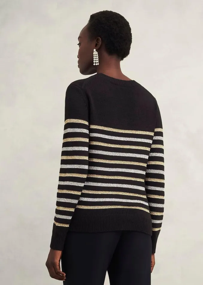 Jumpers and Cardigans Women HOBBS Destiny Sparkle Stripe Jumper Black Multi