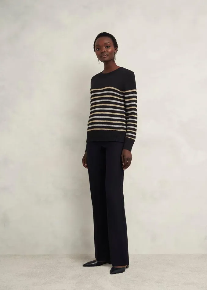 Jumpers and Cardigans Women HOBBS Destiny Sparkle Stripe Jumper Black Multi