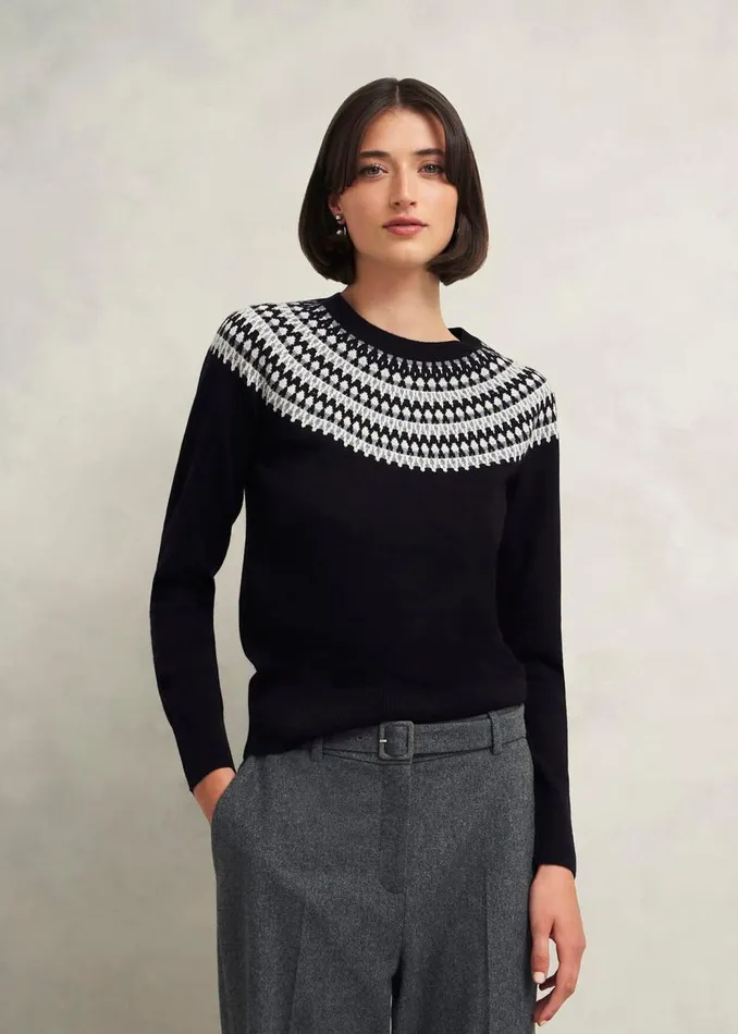 Jumpers and Cardigans Women HOBBS Greta Sparkle Fairisle Jumper Navy Multi
