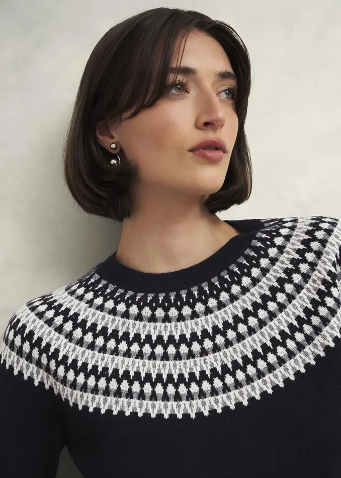 Jumpers and Cardigans Women HOBBS Greta Sparkle Fairisle Jumper Navy Multi