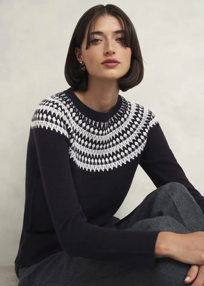 Jumpers and Cardigans Women HOBBS Greta Sparkle Fairisle Jumper Navy Multi