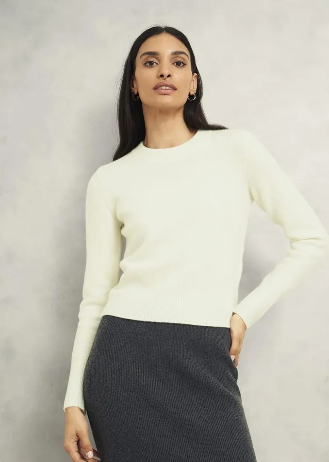 Jumpers and Cardigans Women HOBBS Hoghton Brushed Cashmere Jumper Warm Ivory